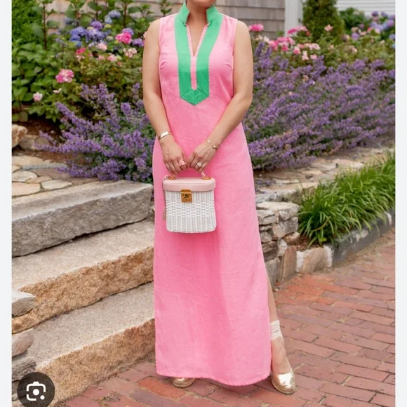 STS SAIL TO SABLE Column Notch Collar Sleeveless Maxi Dress Blue White Striped - Picture 15 of 15